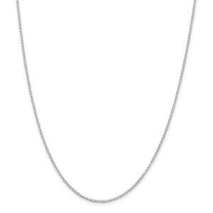 1.5mm Rhodium Plated Sterling Silver Solid Rolo Chain Necklace, 16 In